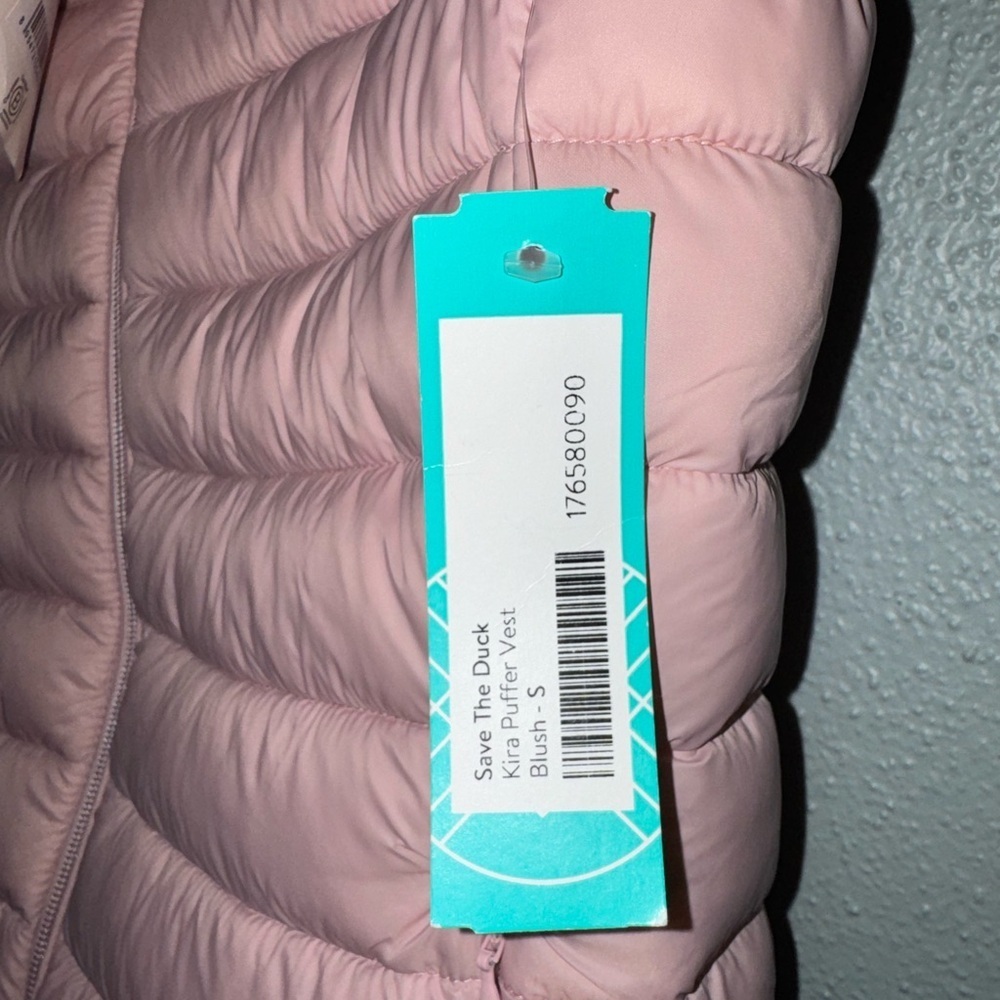 NWT Save The Duck Plumtech Womens Blush Pink Puffer Jacket Vest Size 1 Small - Picture 16 of 16
